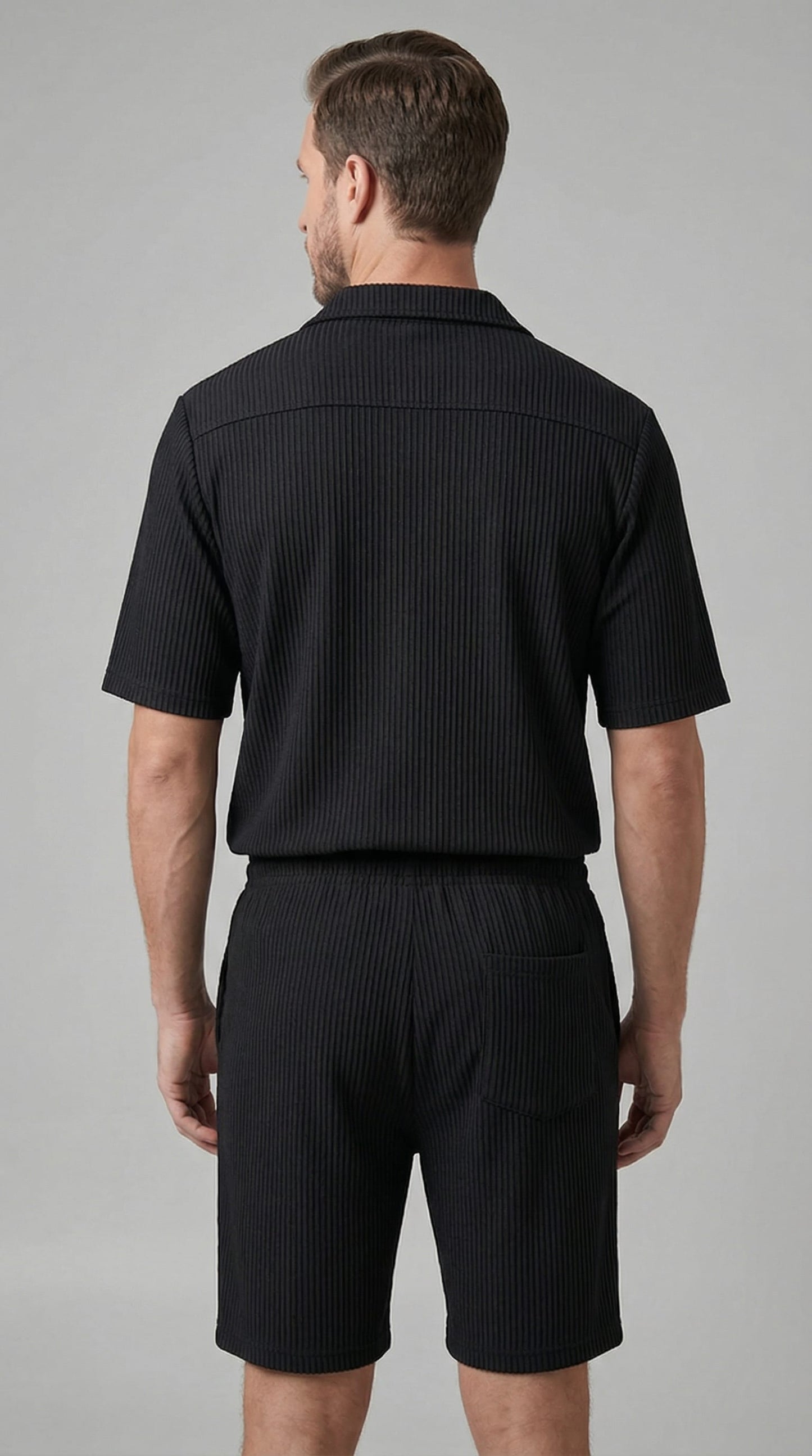 Denver Ribbed Camp Collar Shirt and Shorts Set_6
