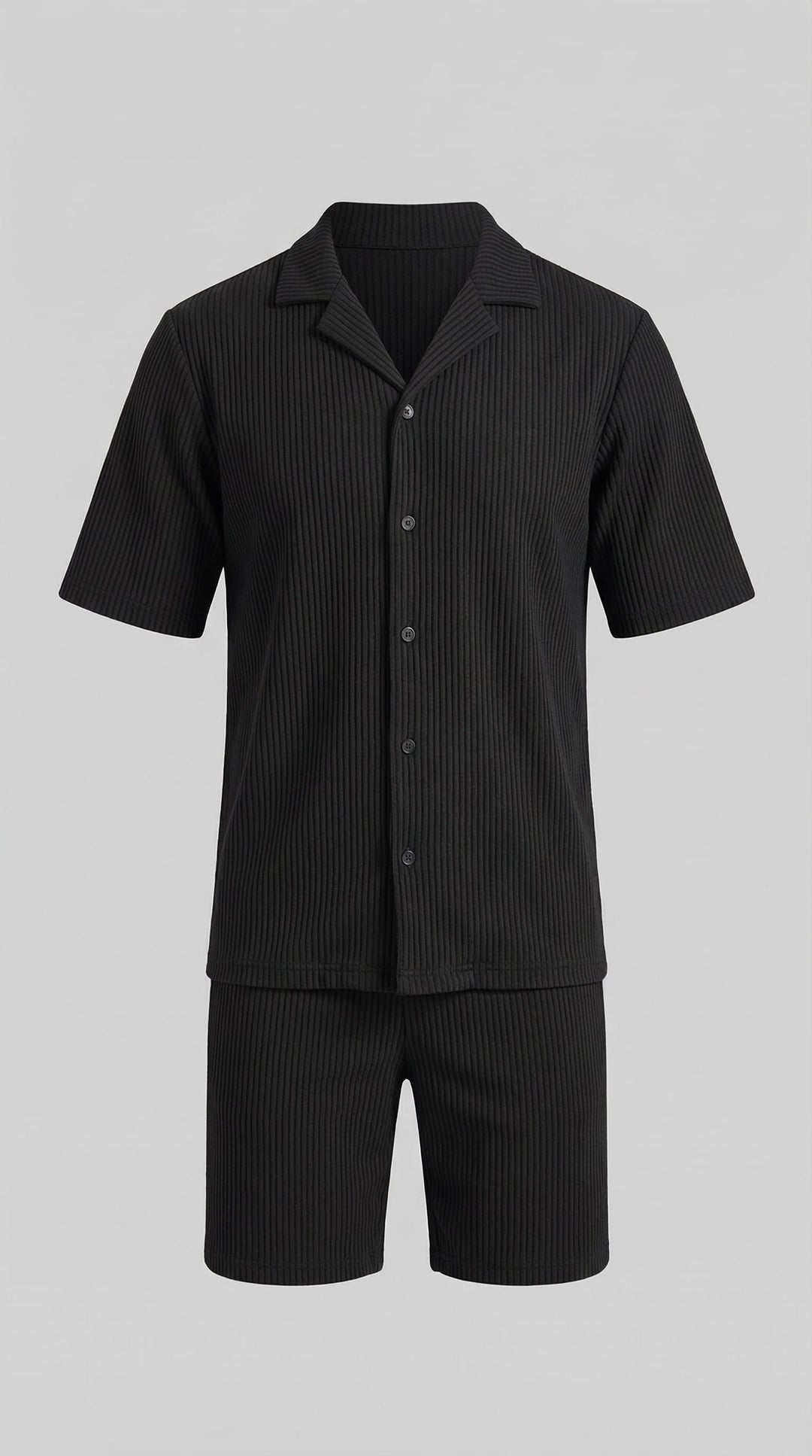 Denver Ribbed Camp Collar Shirt and Shorts Set