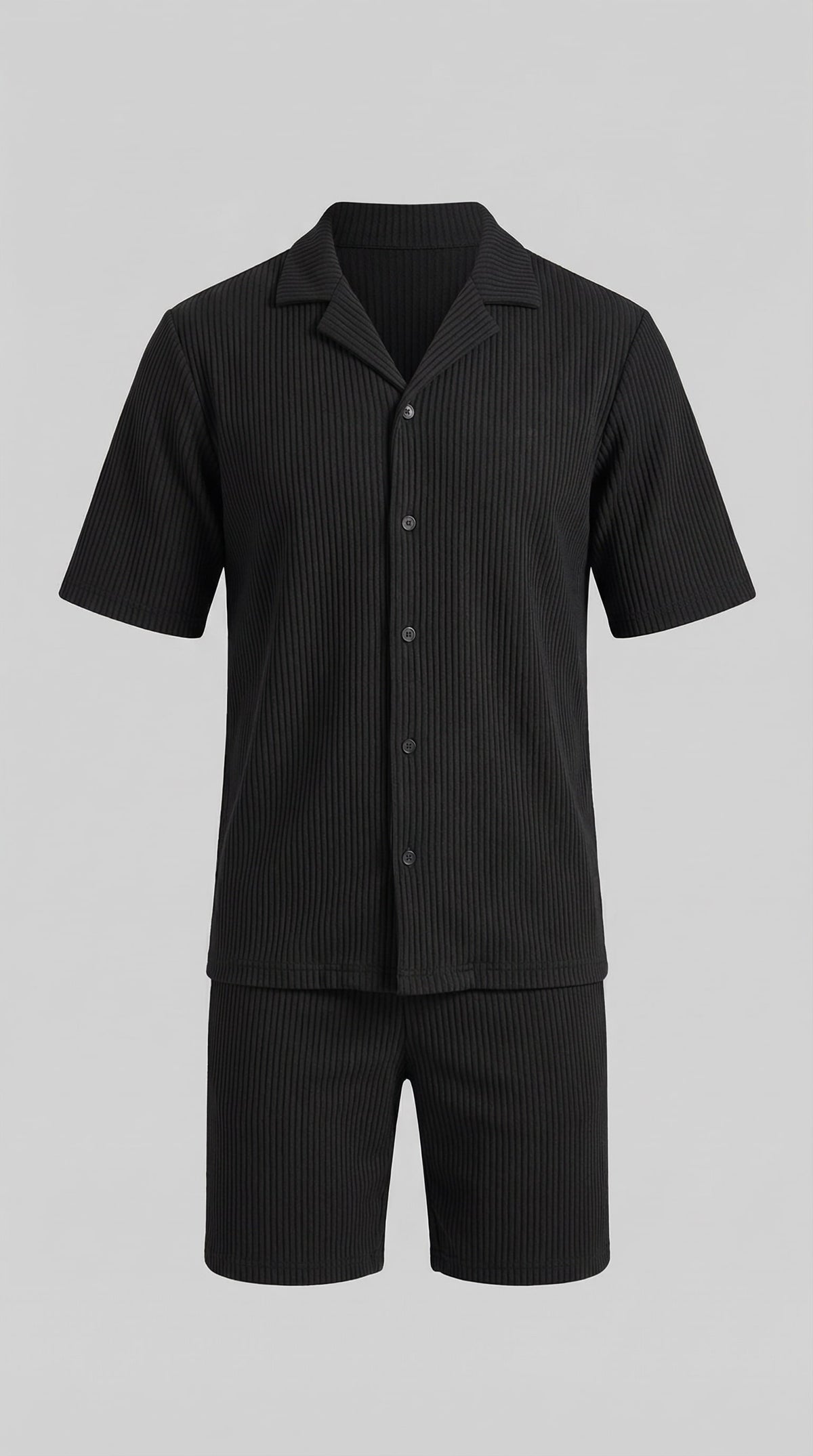 Denver Ribbed Camp Collar Shirt and Shorts Set