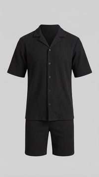 Denver Ribbed Camp Collar Shirt and Shorts Set