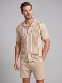 Devin Striped Knit Shirt and Shorts Set