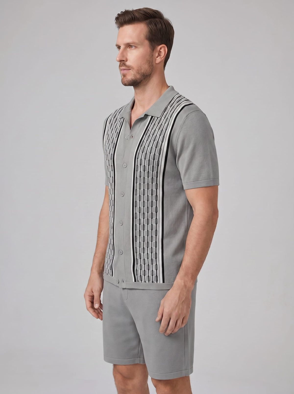 Devin Striped Knit Shirt and Shorts Set_10