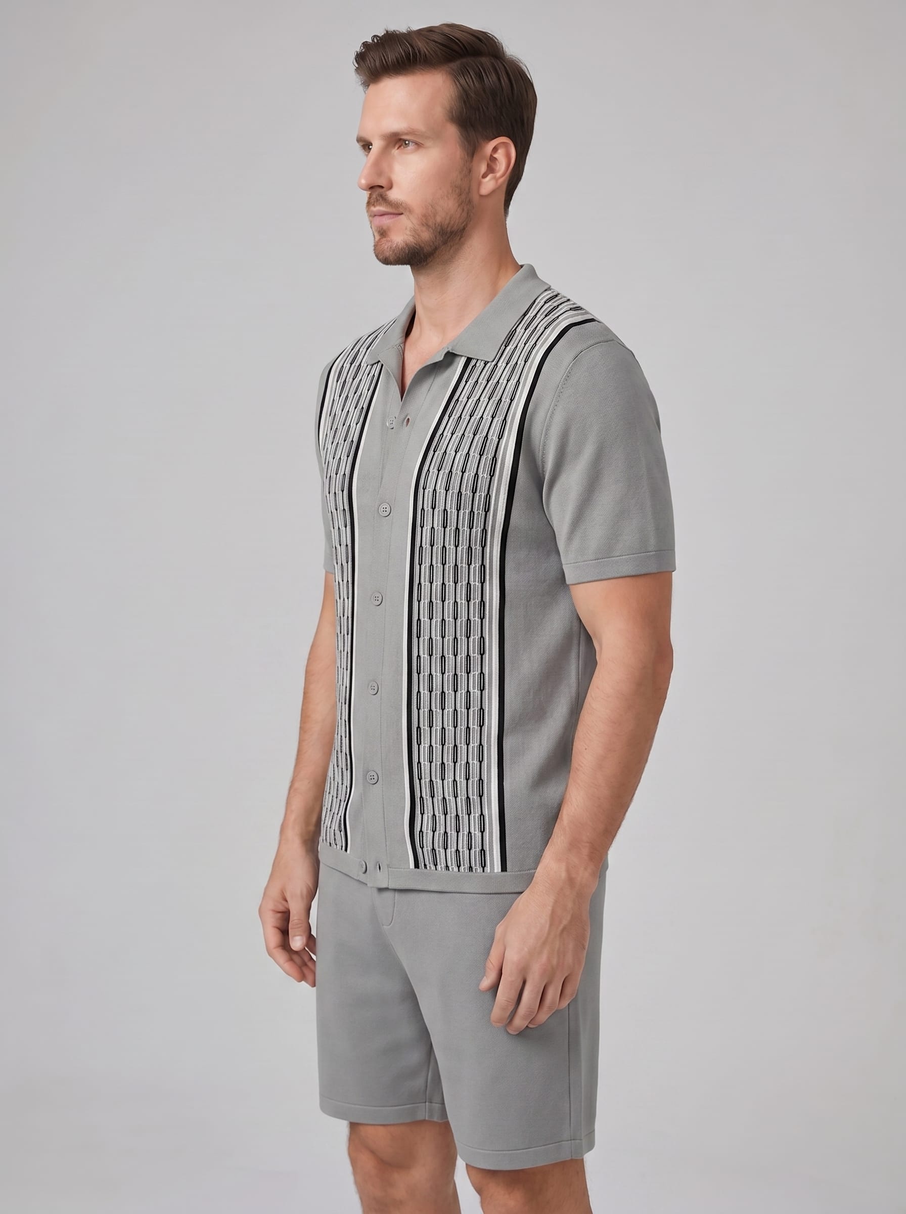 Devin Striped Knit Shirt and Shorts Set