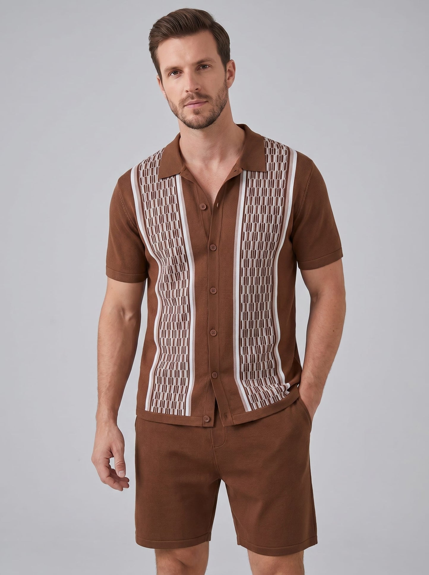 Devin Striped Knit Shirt and Shorts Set_13