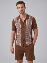 Devin Striped Knit Shirt and Shorts Set