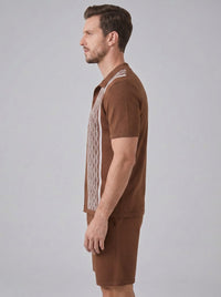 Devin Striped Knit Shirt and Shorts Set