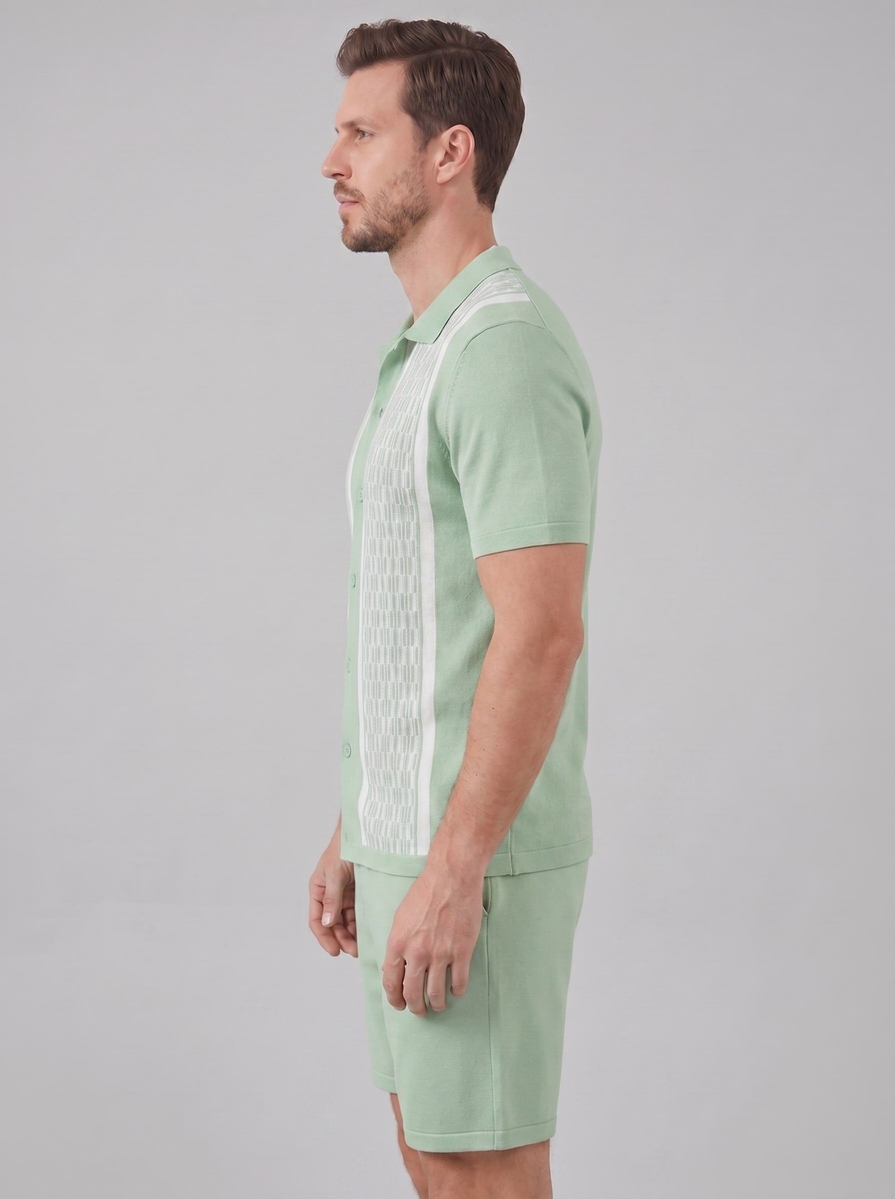 Devin Striped Knit Shirt and Shorts Set
