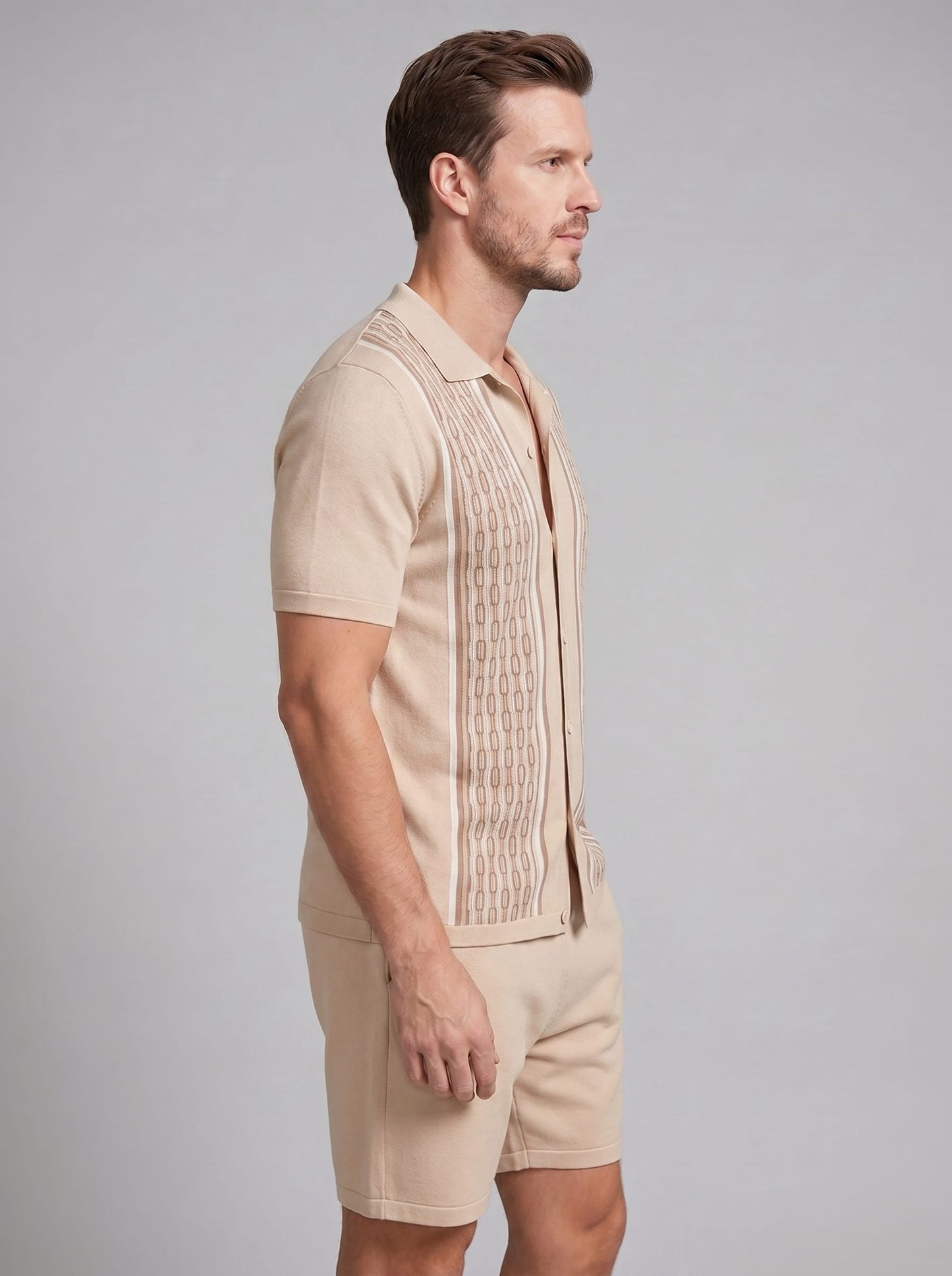 Devin Striped Knit Shirt and Shorts Set_2