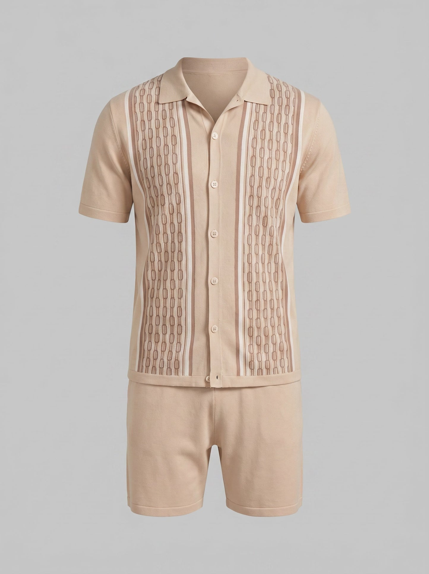 Devin Striped Knit Shirt and Shorts Set_4