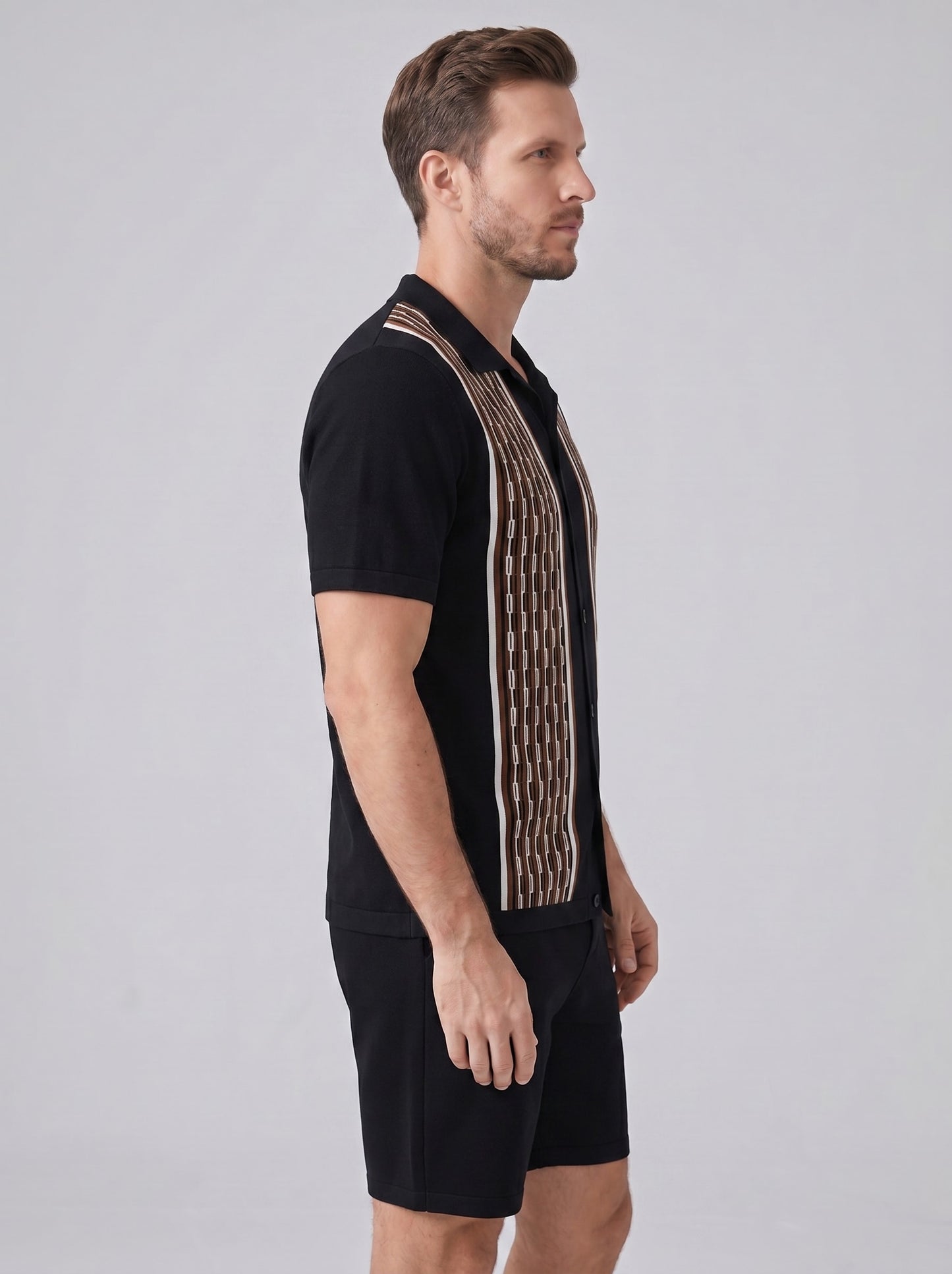 Devin Striped Knit Shirt and Shorts Set_6