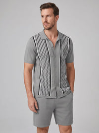 Devin Striped Knit Shirt and Shorts Set