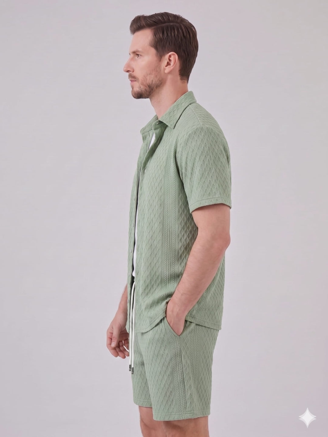 Dexter Waffle Texture Shirt and Shorts Set
