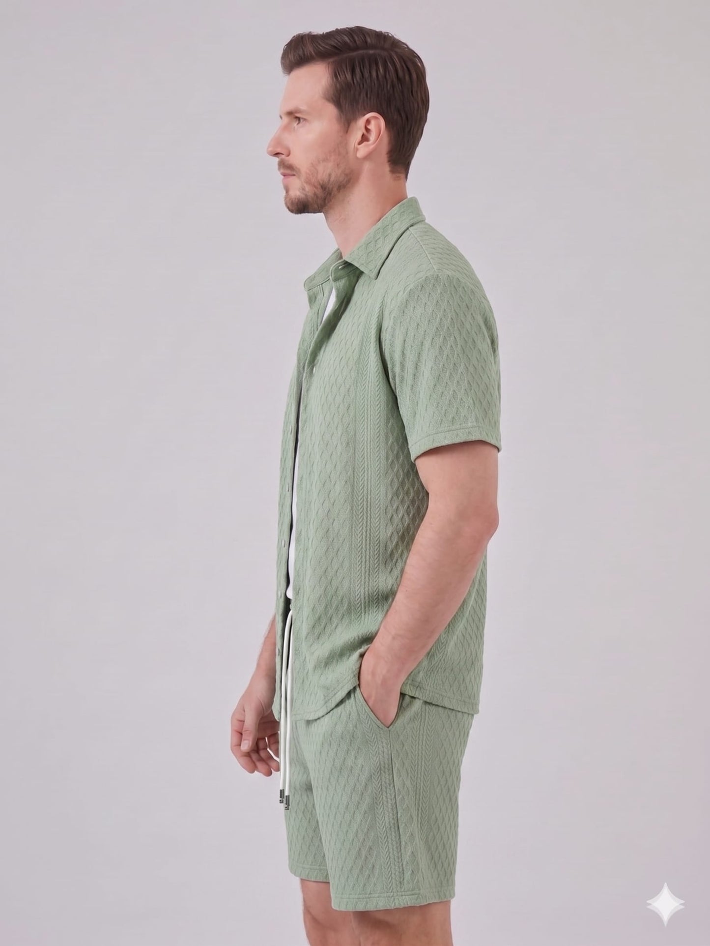 Dexter Waffle Texture Shirt and Shorts Set_12