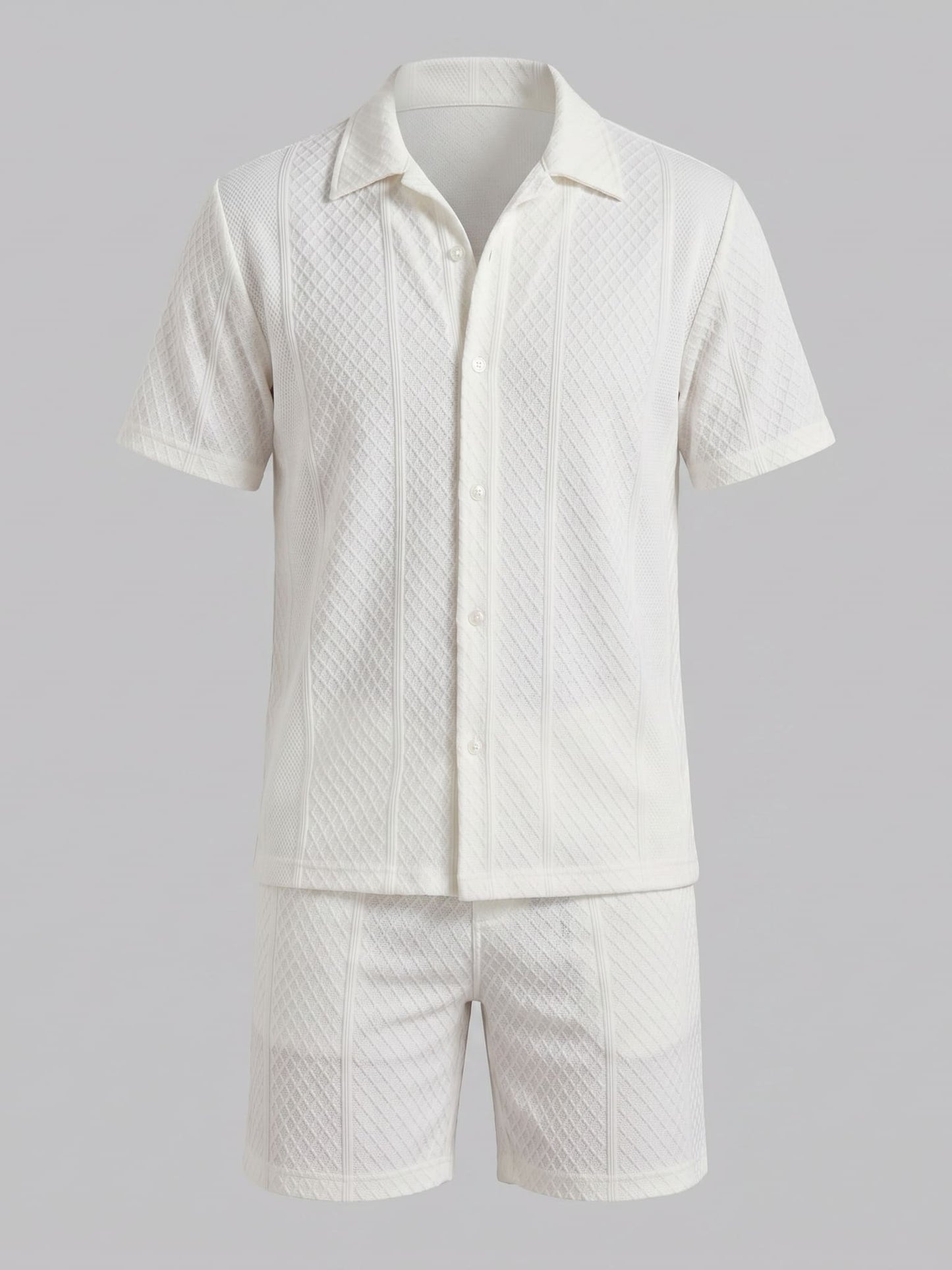 Dexter Waffle Texture Shirt and Shorts Set_5