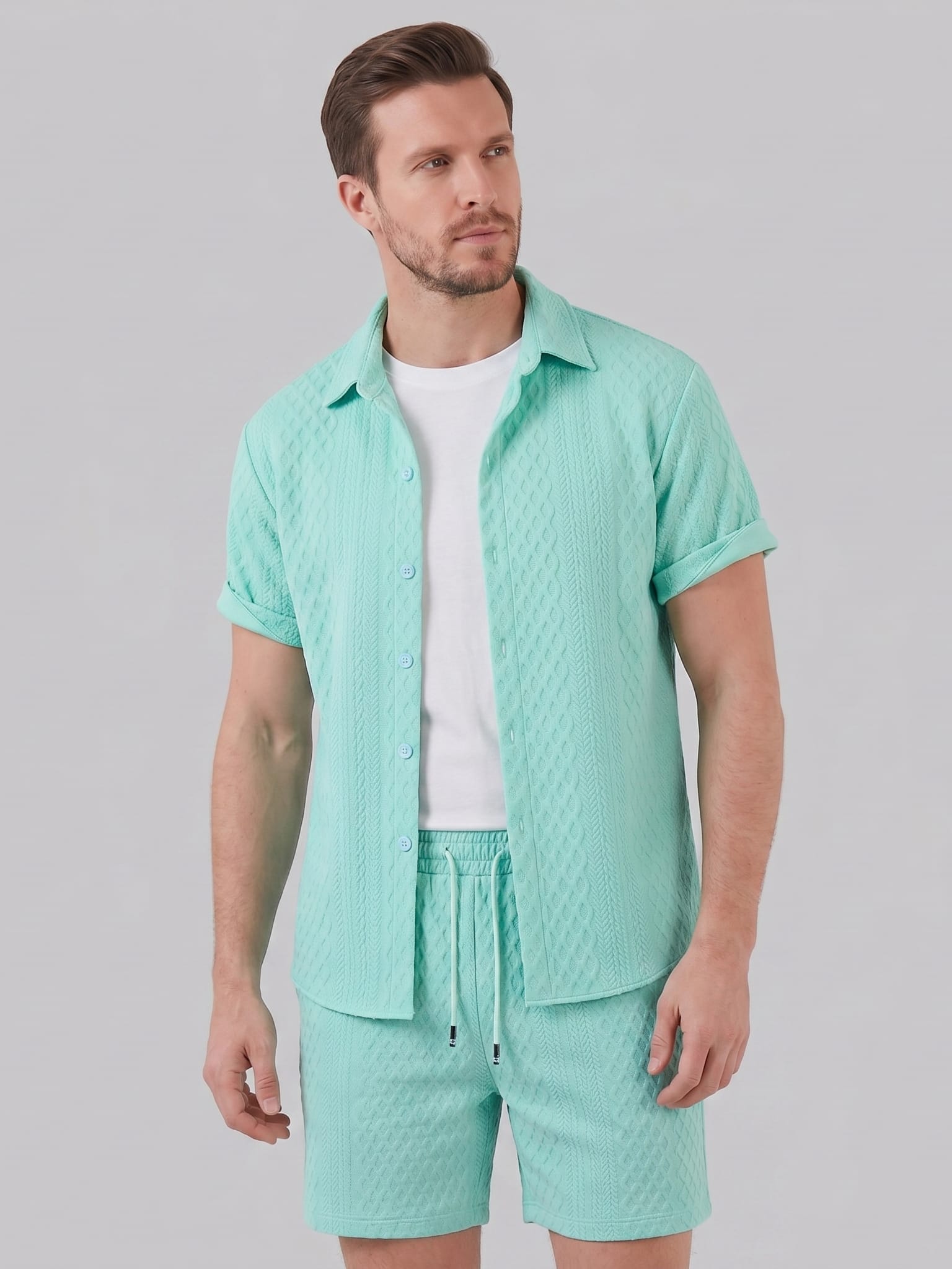 Dexter Waffle Texture Shirt and Shorts Set