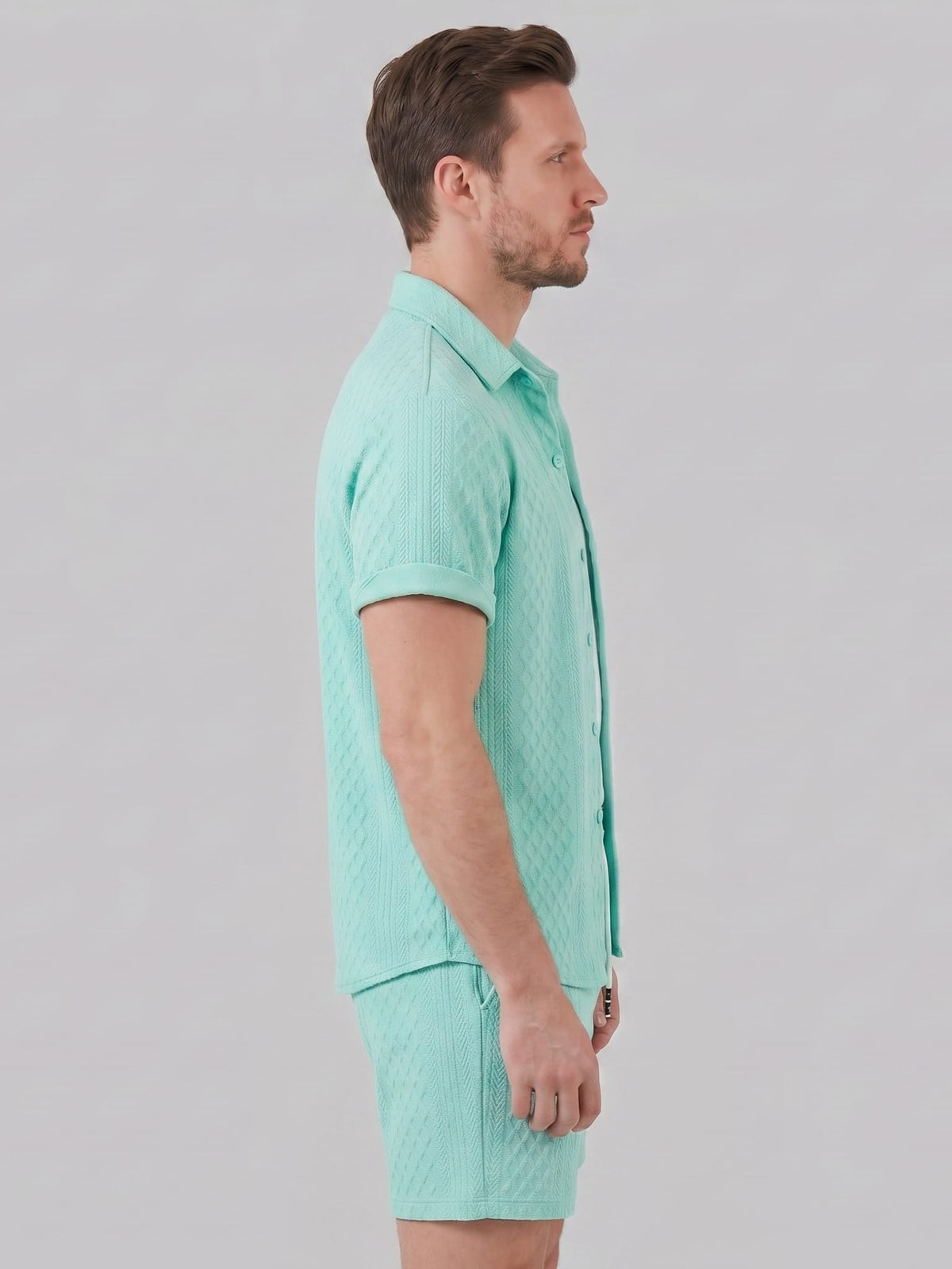 Dexter Waffle Texture Shirt and Shorts Set_7