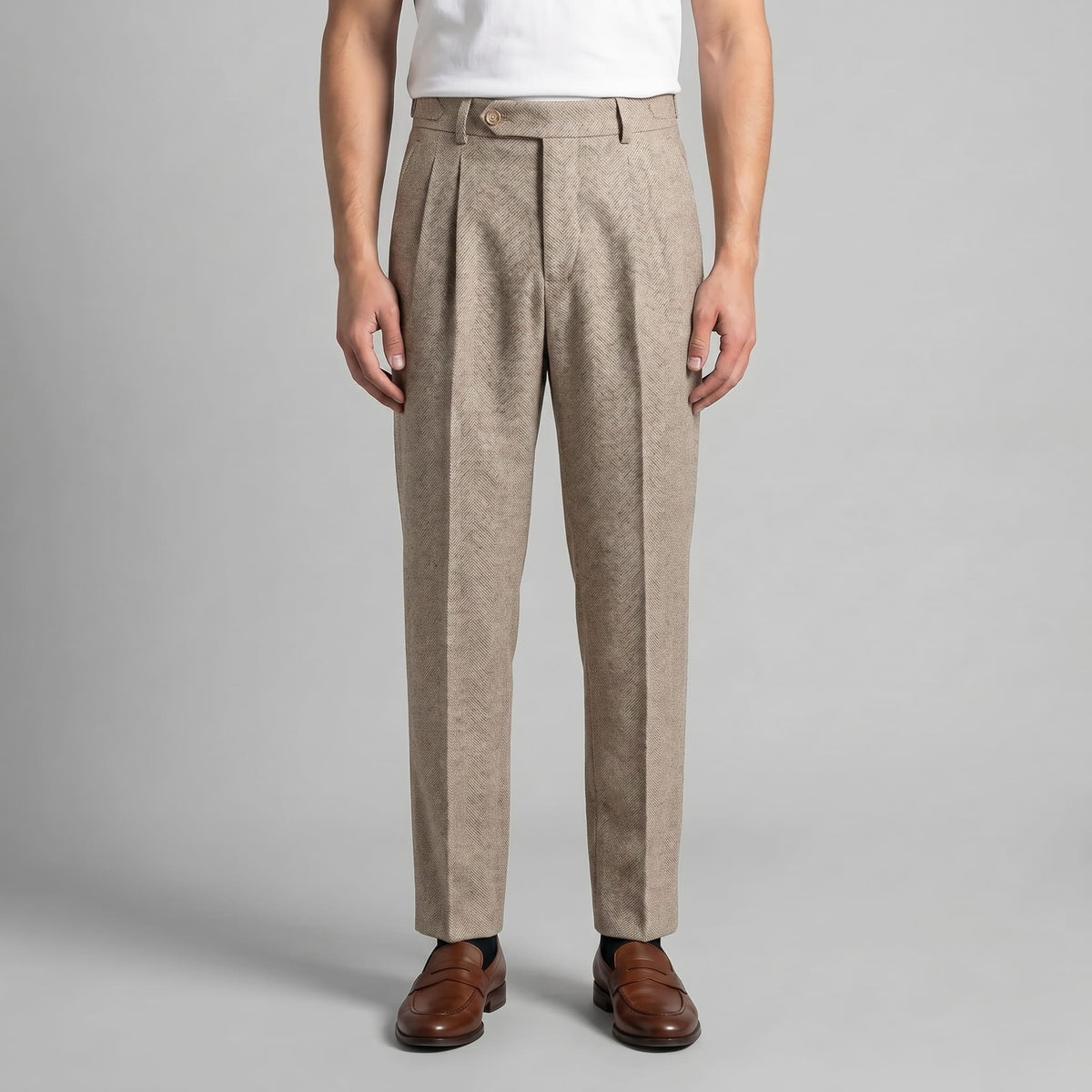 Calloway Pleated Herringbone Pants