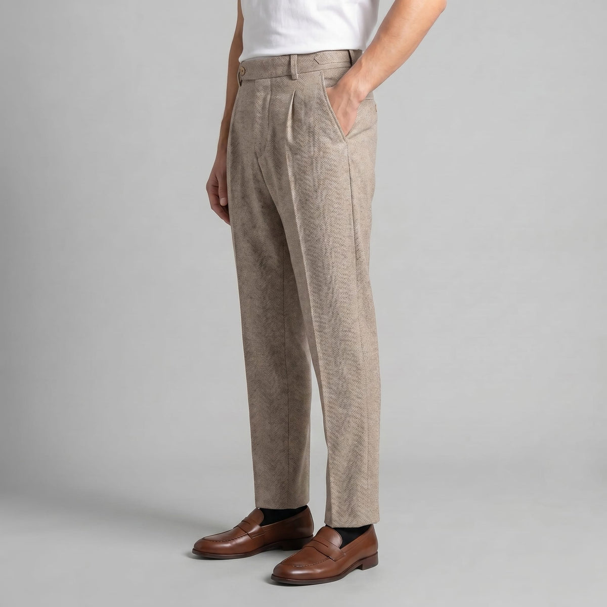 Calloway Pleated Herringbone Pants_2