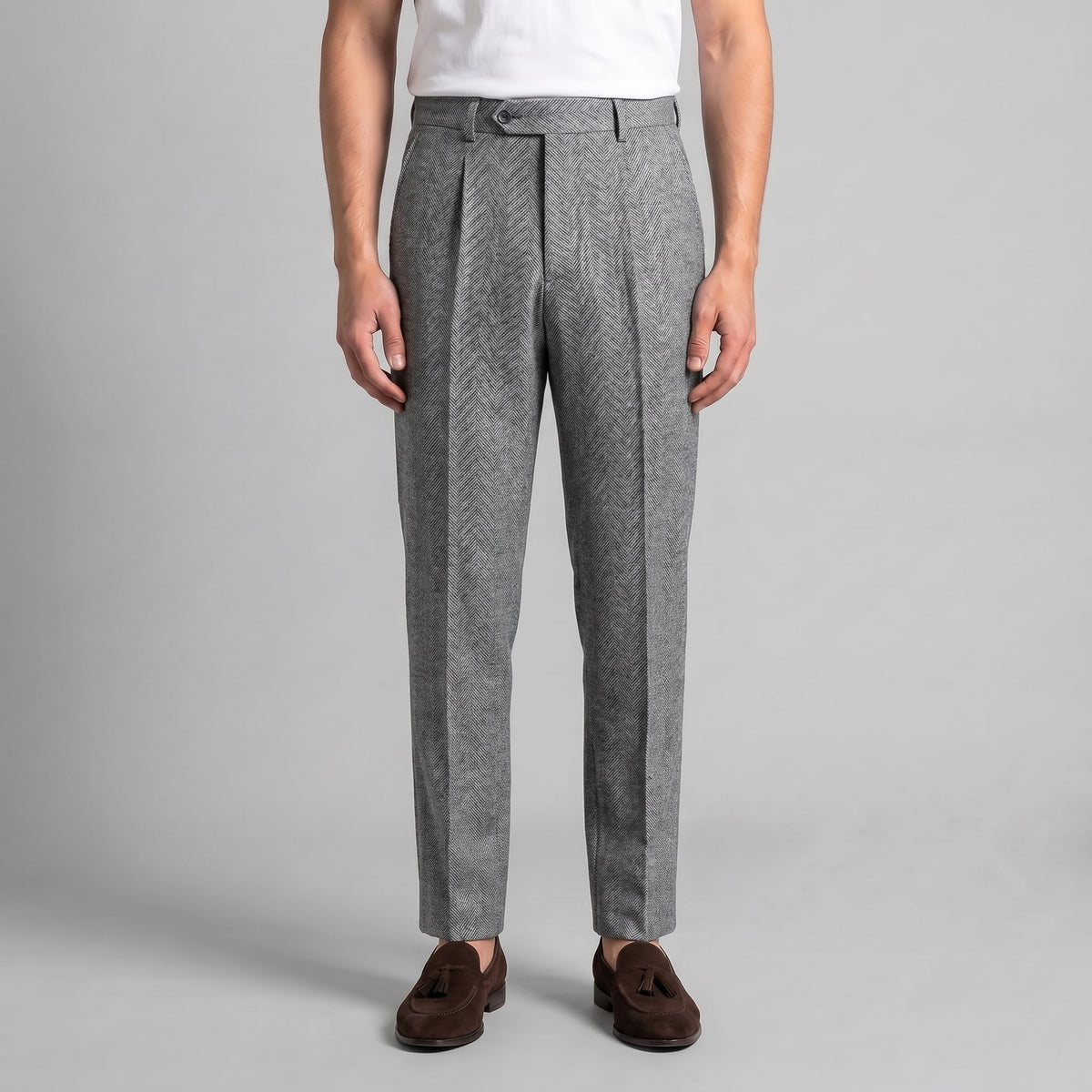 Calloway Pleated Herringbone Pants