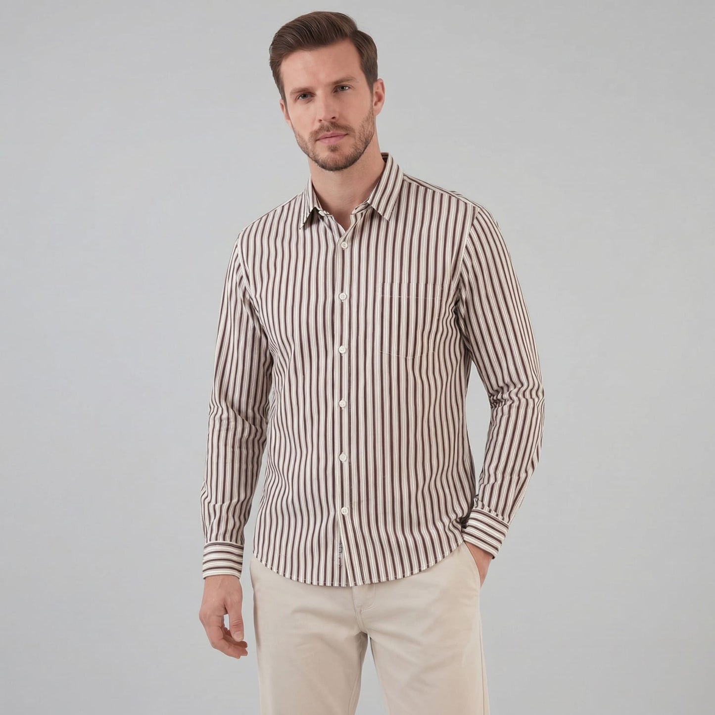 Morgan Striped Cotton Blend Shirt_1
