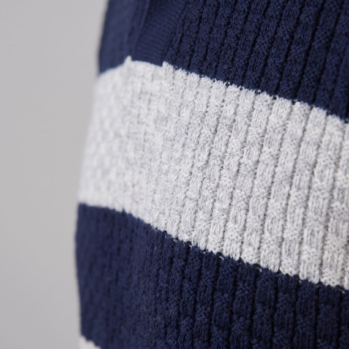 Ledger Striped Open Knit Polo Shirt
