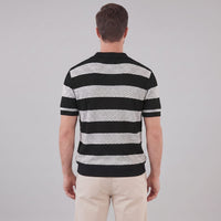 Ledger Striped Open Knit Polo Shirt