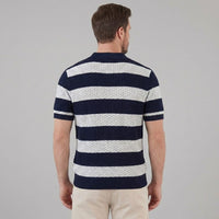 Ledger Striped Open Knit Polo Shirt