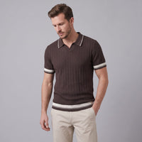 Wyatt Cable Knit Contrast Trim Polo Shirt