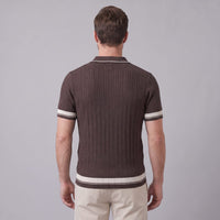 Wyatt Cable Knit Contrast Trim Polo Shirt
