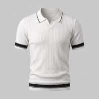 Wyatt Cable Knit Contrast Trim Polo Shirt