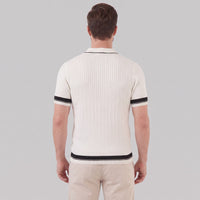 Wyatt Cable Knit Contrast Trim Polo Shirt