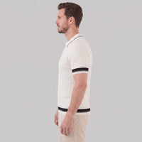 Wyatt Cable Knit Contrast Trim Polo Shirt