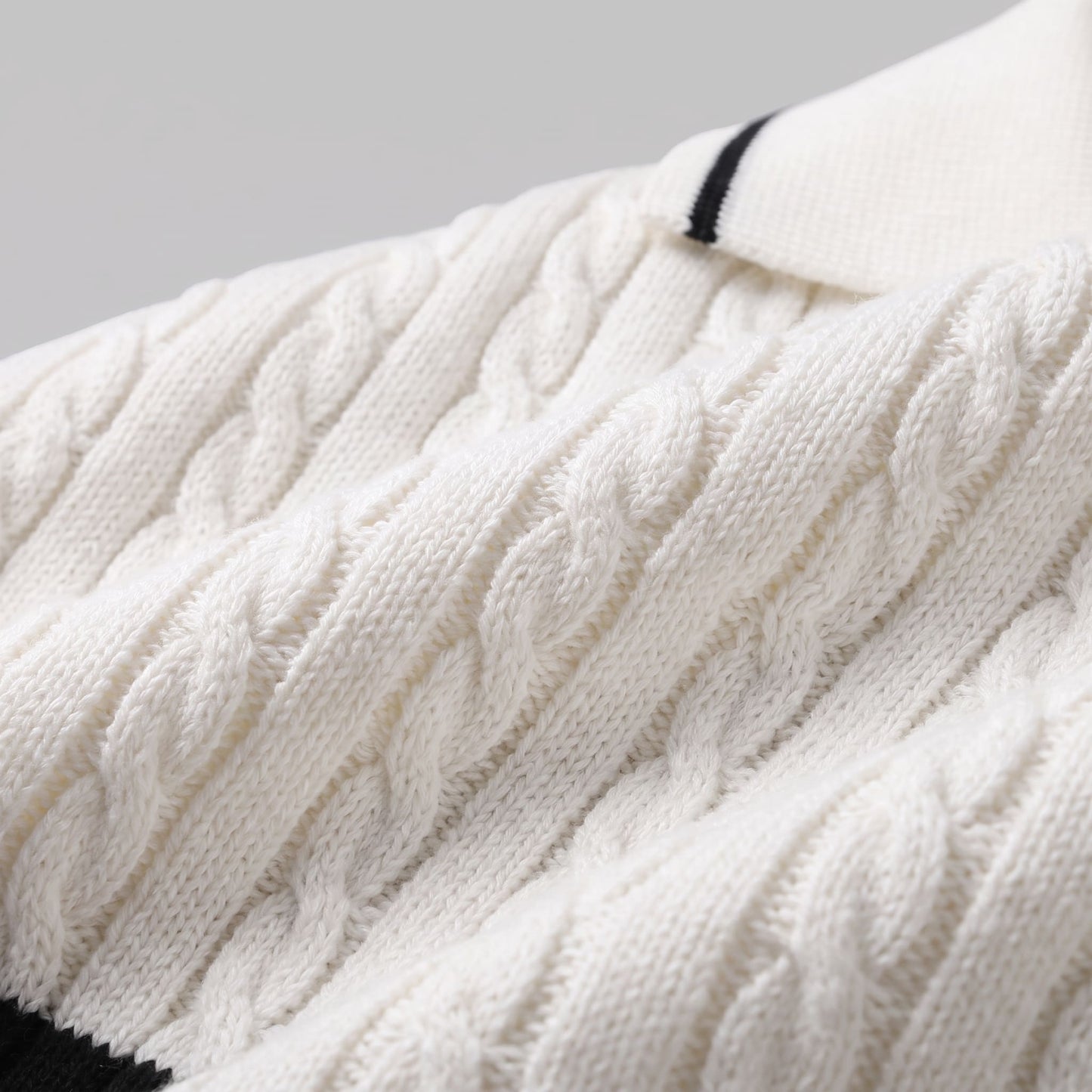 Wyatt Cable Knit Contrast Trim Polo Shirt_5