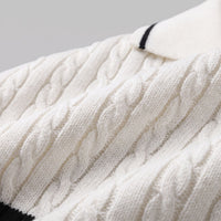 Wyatt Cable Knit Contrast Trim Polo Shirt