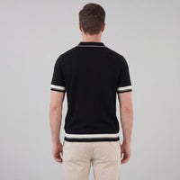 Wyatt Cable Knit Contrast Trim Polo Shirt