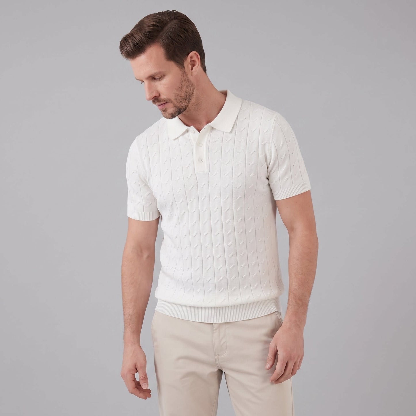 Xander Textured Knit Polo Shirt_1