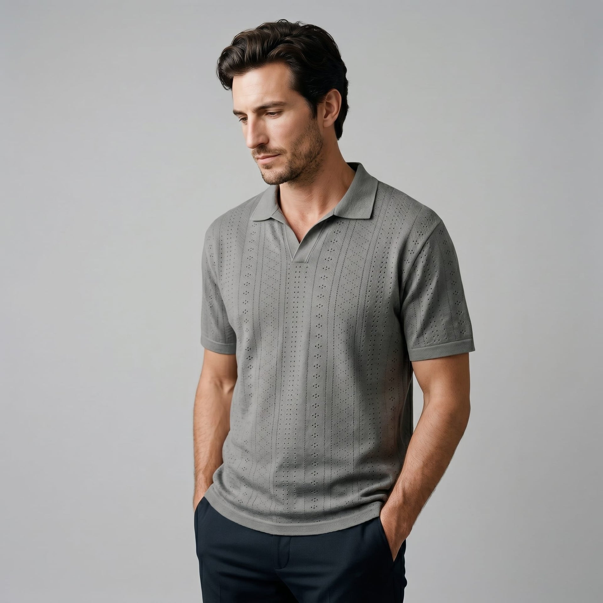 Xander Textured Knit Polo Shirt