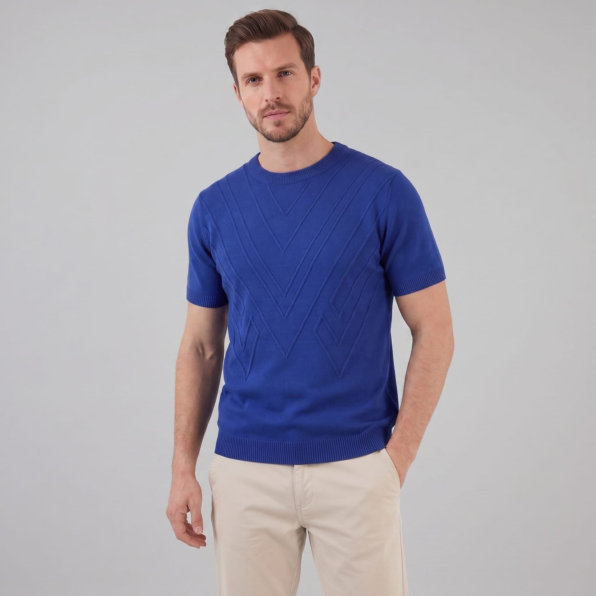 Nash Textured Knit Crew Neck T-Shirt