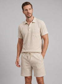 Donovan Textured Knit Polo and Shorts Set