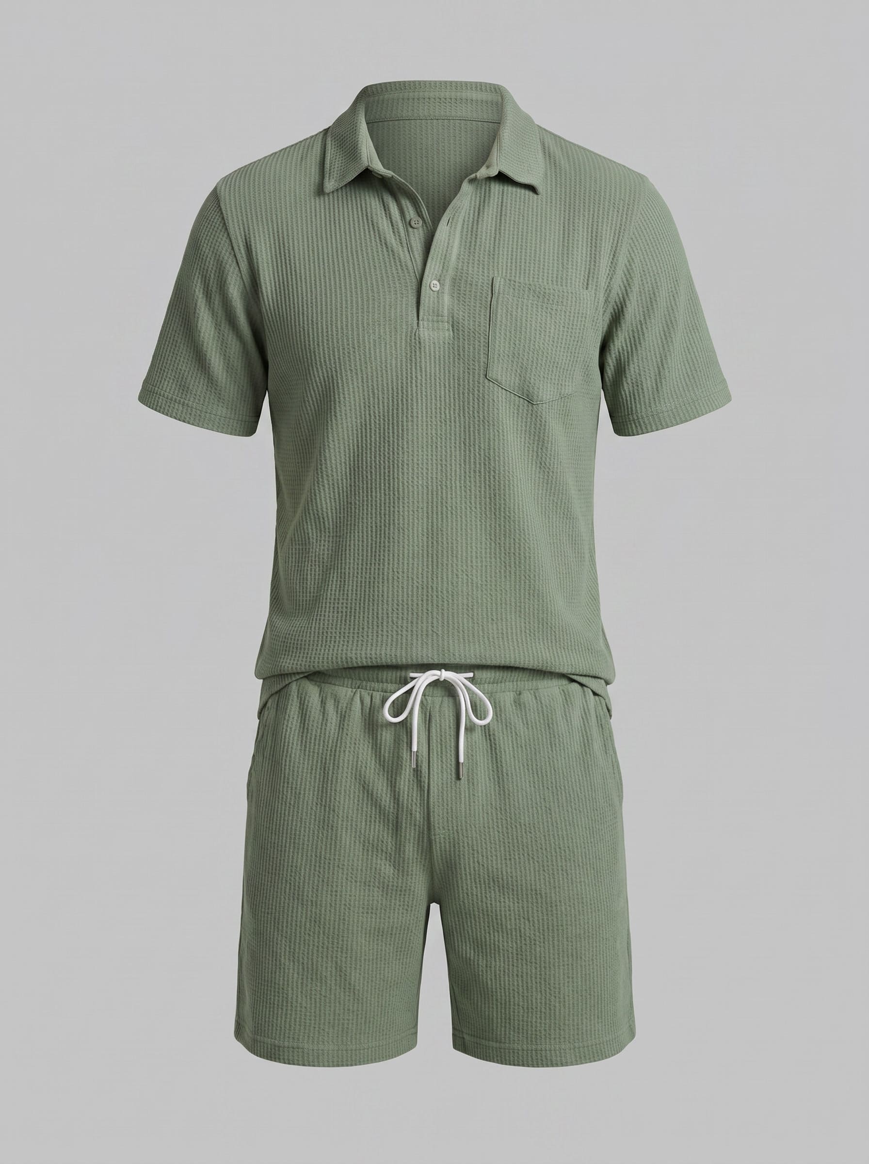 Donovan Textured Knit Polo and Shorts Set