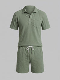 Donovan Textured Knit Polo and Shorts Set