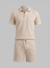 Donovan Textured Knit Polo and Shorts Set