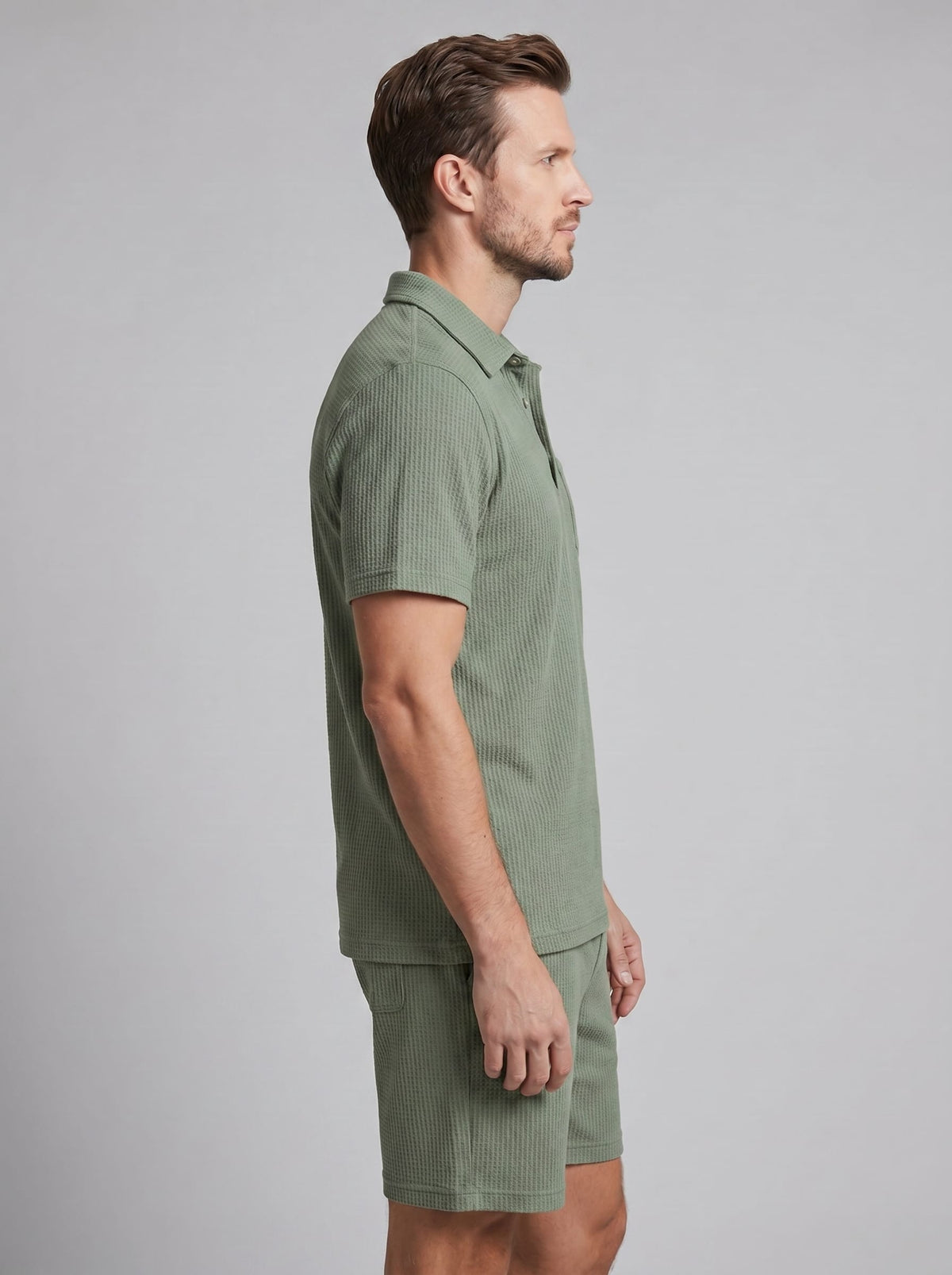 Donovan Textured Knit Polo and Shorts Set