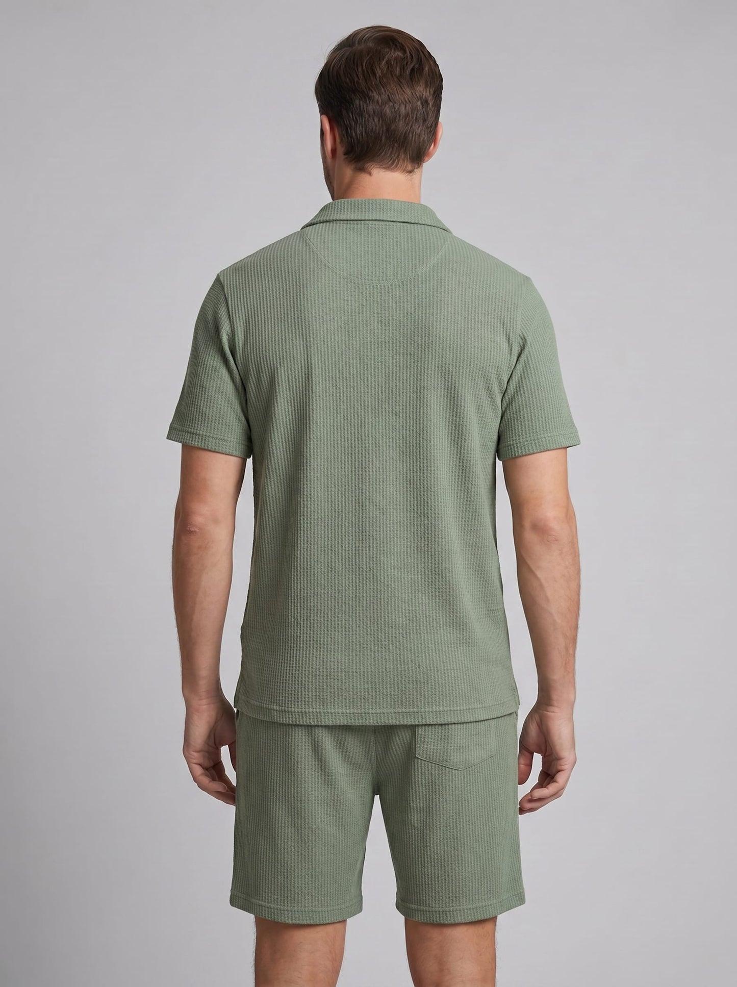 Donovan Textured Knit Polo and Shorts Set_8