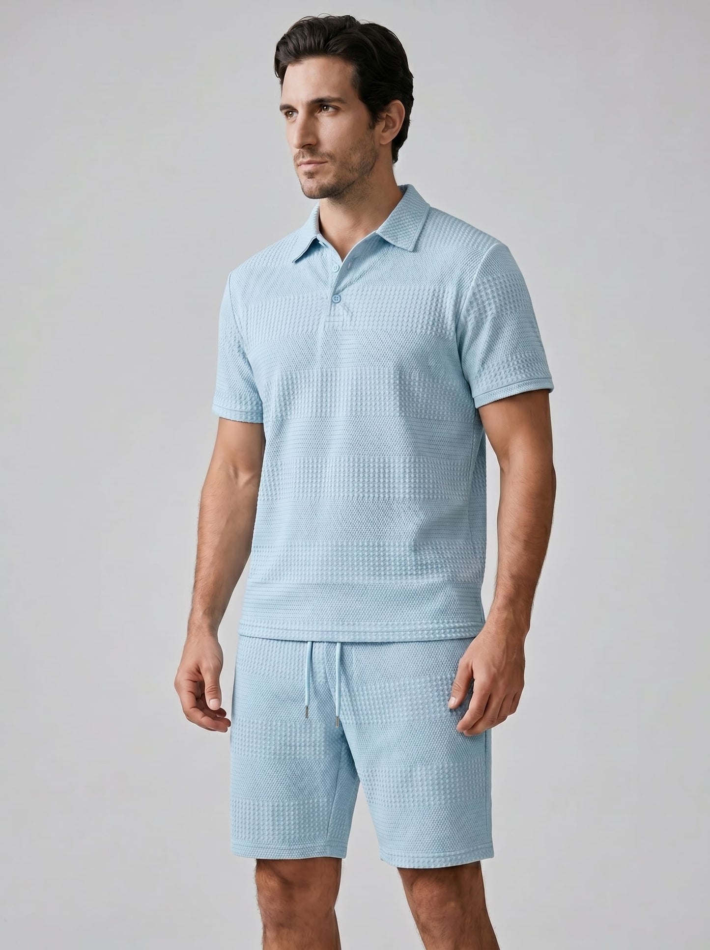 Duke Textured Polo and Shorts Set_17