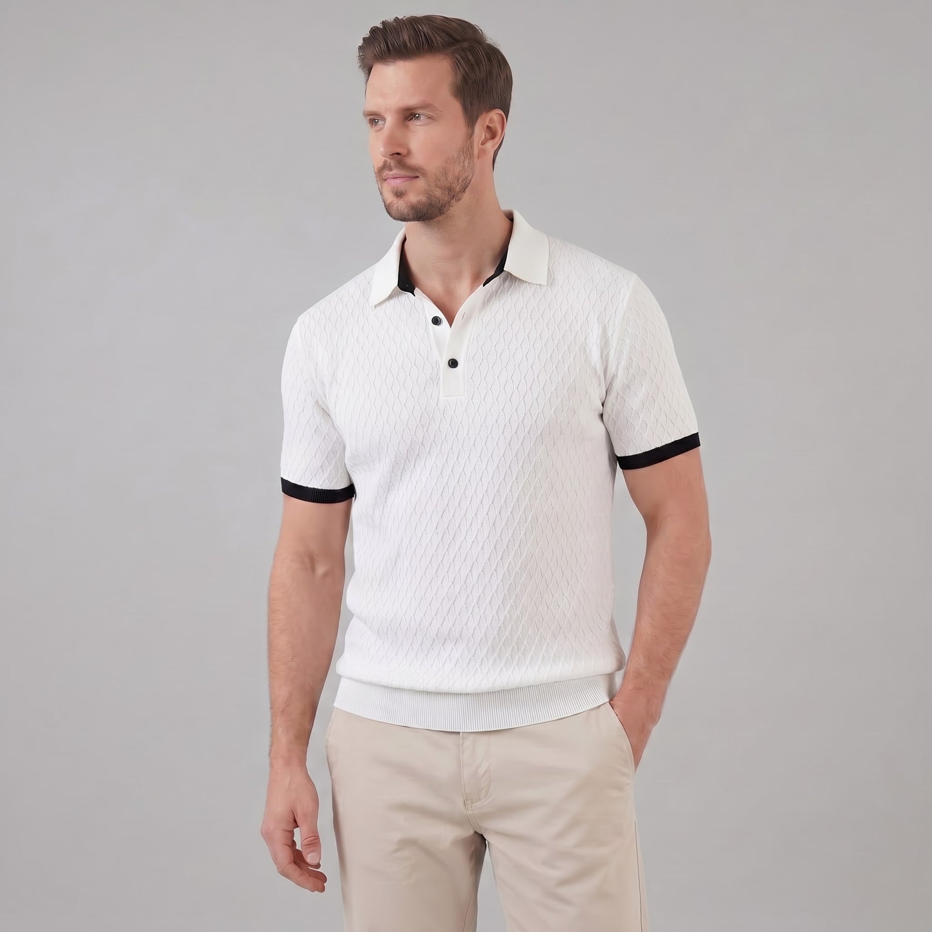 Zane Contrast Collar Knit Polo Shirt