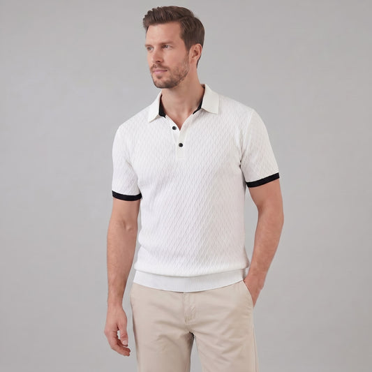 Zane Contrast Collar Knit Polo Shirt_1