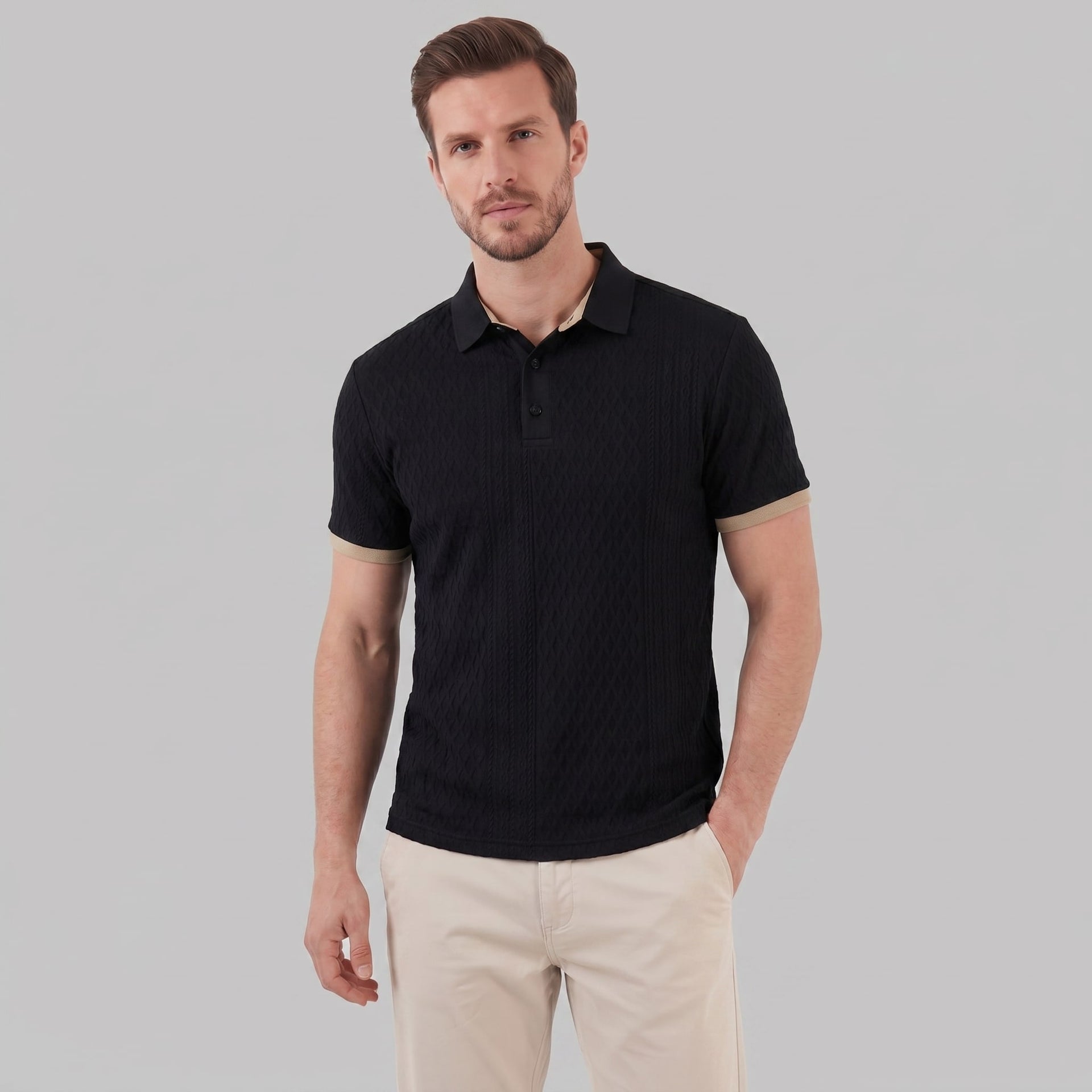 Zane Contrast Collar Knit Polo Shirt
