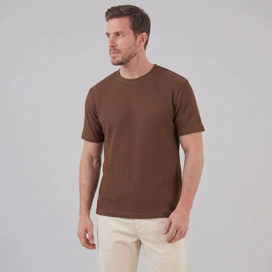 Nico Waffle Texture Crew Neck T-Shirt_1