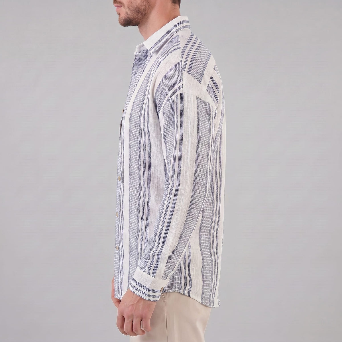 Nolan Linen Blend Striped Button Down Shirt